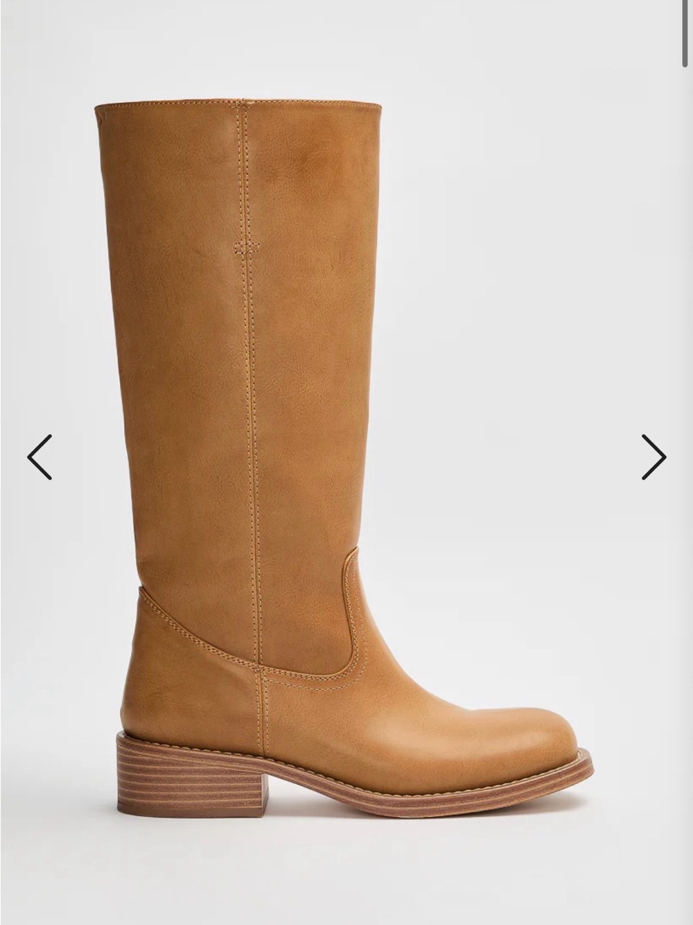JustFab Tall Tan Leather Riding Boots
